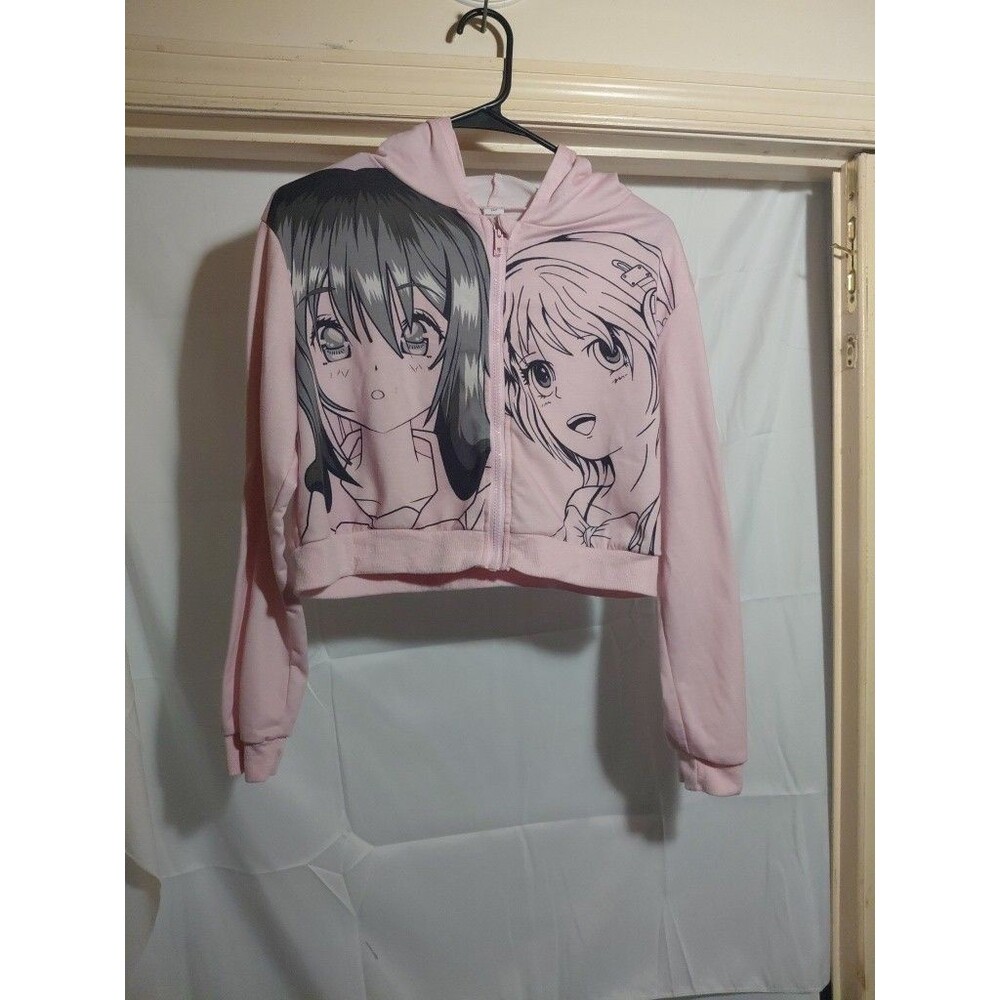SHEIN Teen Pink Girls Anime Jacket Hoodie ZIP Size 14Y